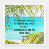 Psalm 23:3, Schrift: Hij herstelt mijn ziel-- Servetten (Voorkant)