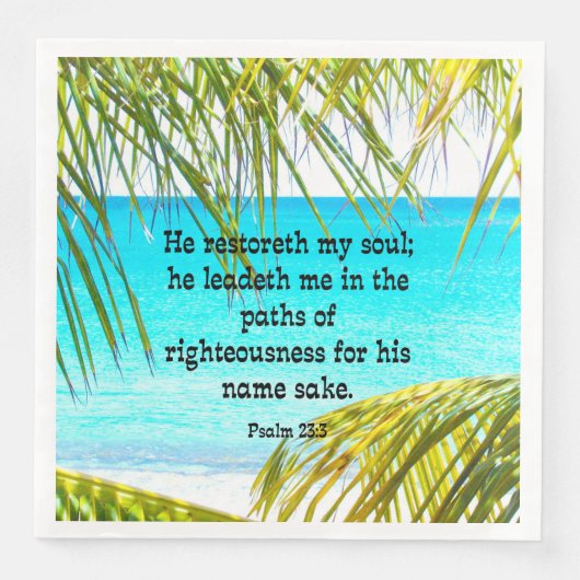 Psalm 23:3 Schriftgedeelte: Hij herstelt mijn ziel Servetten (Voorkant)