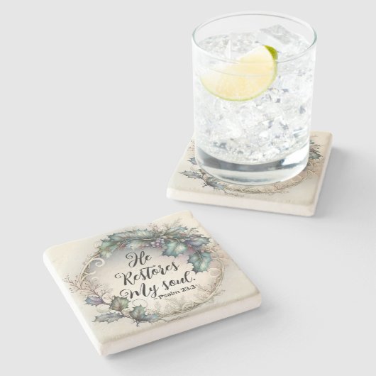 psalm 23:3 stenen onderzetter (Zijkant)