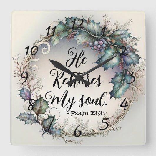 psalm 23:3 vierkante klok (Voorkant)