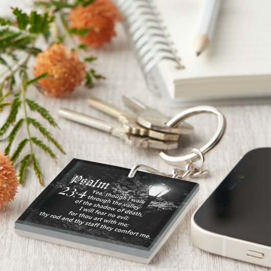 Psalm 23:4 Bijbel Verse Aangepaste Christelijke Ca Sleutelhanger (Voorkant Rechts)