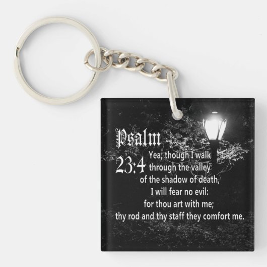 Psalm 23:4 Bijbel Verse Aangepaste Christelijke Ca Sleutelhanger (voorkant)