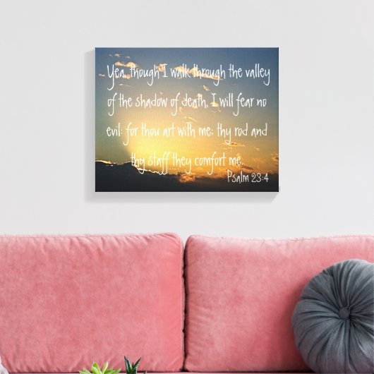 Psalm 23:4 Bijbelvers Canvas Afdruk (Insitu (Woonkamer))