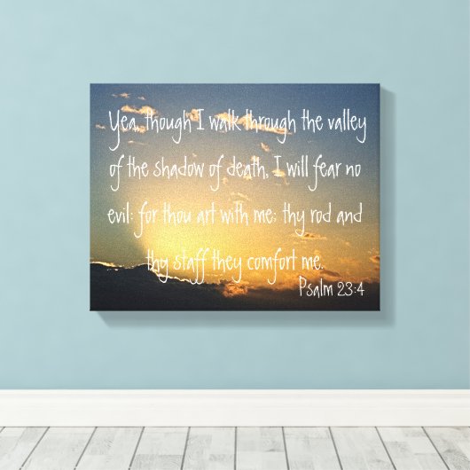 Psalm 23:4 Bijbelvers Canvas Afdruk (Insitu (Houten vloer))