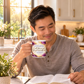 Psalm 23:4 Christelijke paarse marmeren Bijbelteks Grote Koffiekop