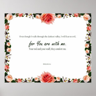 Psalm 23:4, een psalm van David, want jij bent bij Poster