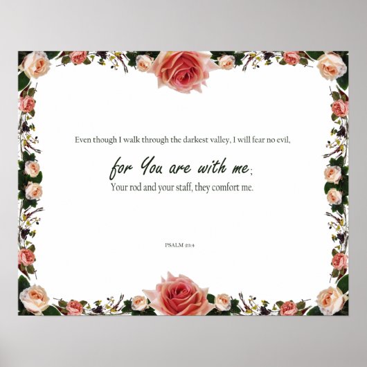 Psalm 23:4, een psalm van David, want jij bent bij Poster (Voorkant)