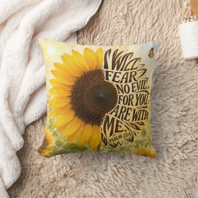 Psalm 23:4 Gele zonnebloem  Kussen (Deken)