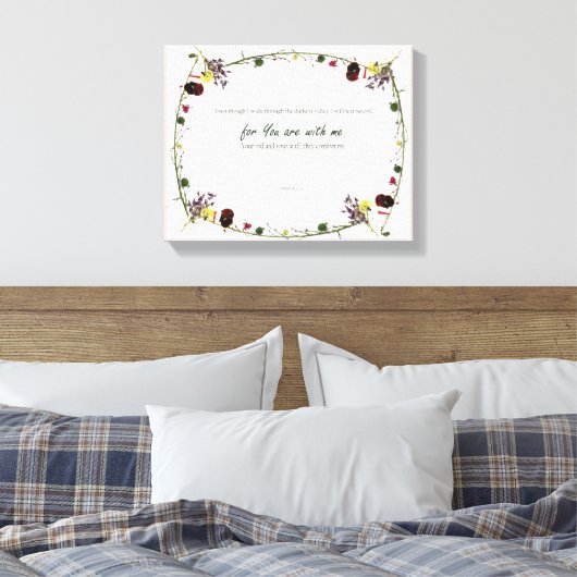 Psalm 23:4, gloeiroze verrekte canvas afdrukken (Insitu (Slaapkamer))