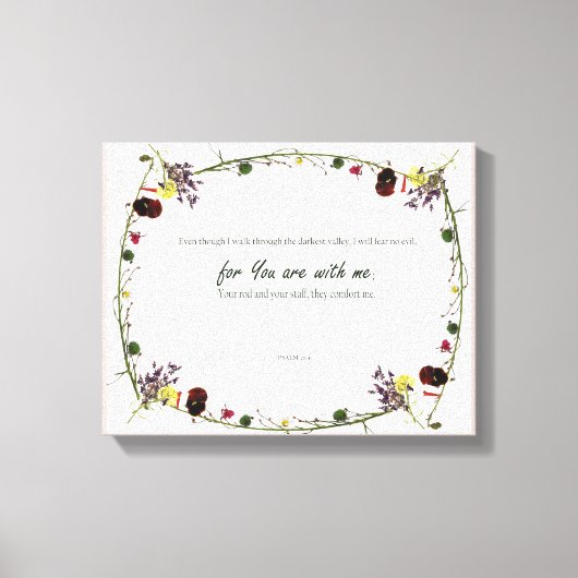 Psalm 23:4, gloeiroze verrekte canvas afdrukken (Voorkant)