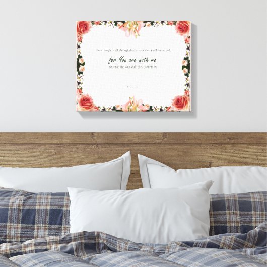 Psalm 23:4, gloeiroze verrekte canvas afdrukken (Insitu (Slaapkamer))