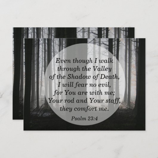 Psalm 23:4 Ik vrees dat er geen kwaadaardig bijbel Briefkaart (Voorkant / Achterkant)