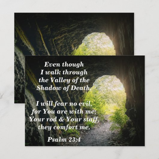 Psalm 23:4 Ik zal geen kwaad vrezen Bijbeltekst om Briefkaart (Voorkant / Achterkant)
