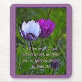 Psalm 23:4 Purple Flowers Mousepad Muismat (Voorkant)