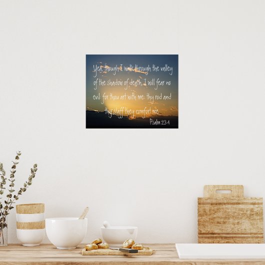 Psalm 23:4 tweesladig voorblad voor bescherming poster (Keuken)