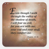 psalm 23:4 vierkante sticker (Voorkant)