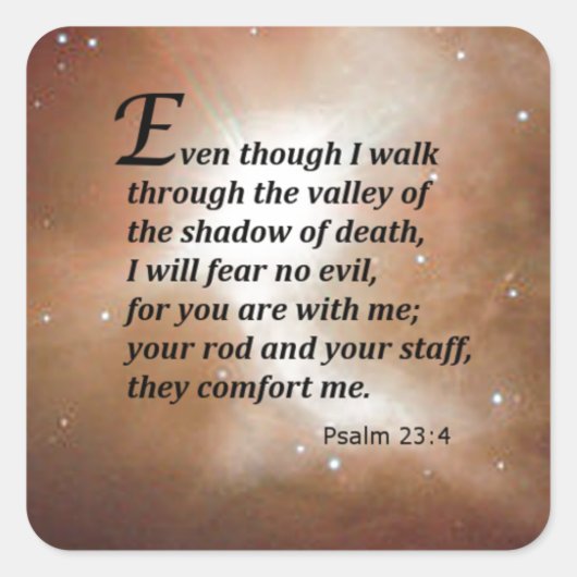psalm 23:4 vierkante sticker (Voorkant)