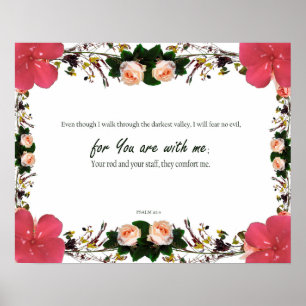 Psalm 23:4, want U bent bij Mij, gotische verzen Poster