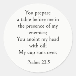 Psalm 23:5 Bijbelvers, Bemoedigende Schrift Ronde Sticker