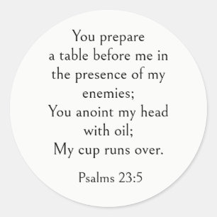 Psalm 23:5 Bijbelvers, Bemoedigende Schrift Ronde Sticker