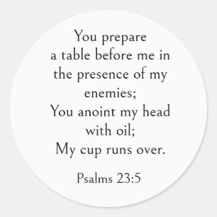 Psalm 23:5 Bijbelvers, Bemoedigende Schriftuur Ronde Sticker