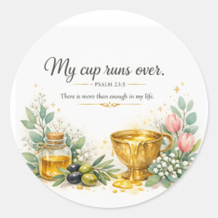 Psalm 23:5 Bijbelvers, Messiaanse Joodse Decoratie Ronde Sticker