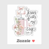 Psalm 23:5 Jesus Vult Mijn Cup Prachtige Waterverf Sticker (Vel)