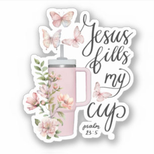 Psalm 23:5 Jesus Vult Mijn Cup Prachtige Waterverf Sticker