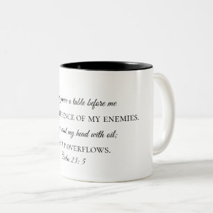 Psalm 23:5 KoffieMok Tweekleurige Koffiemok
