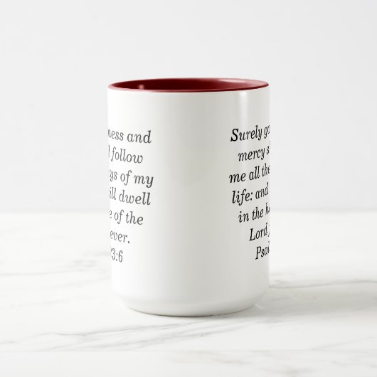 Psalm 23:6 Aangepaste Schrift Two-Tone Coffee Mok (Midden)