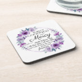 Psalm 23:6 Inspirerend Bijbelvers Paarse Bloemen Bier Onderzetter (Linkerzijde)