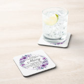 Psalm 23:6 Inspirerend Bijbelvers Paarse Bloemen Bier Onderzetter (Rechterzijde)