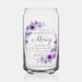 Psalm 23:6 Inspirerend Bijbelvers Paarse Bloemen Blikvorm Glas (Voorkant)