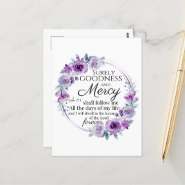 Psalm 23:6 Inspirerend Bijbelvers Paarse Bloemen Briefkaart