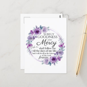 Psalm 23:6 Inspirerend Bijbelvers Paarse Bloemen Briefkaart