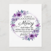 Psalm 23:6 Inspirerend Bijbelvers Paarse Bloemen Briefkaart (Voorkant)