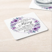 Psalm 23:6 Inspirerend Bijbelvers Paarse Bloemen Kartonnen Onderzetters (Schuin)