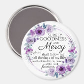 Psalm 23:6 Inspirerend Bijbelvers Paarse Bloemen Magneet (Voorkant / Achterkant)