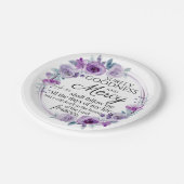 Psalm 23:6 Inspirerend Bijbelvers Paarse Bloemen Papieren Bordje (Gekanteld)