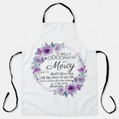 Psalm 23:6 Inspirerend Bijbelvers Paarse Bloemen Schort (Voorkant)