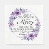 Psalm 23:6 Inspirerend Bijbelvers Paarse Bloemen Servet (Voorkant)