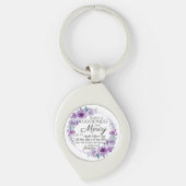 Psalm 23:6 Inspirerend Bijbelvers Paarse Bloemen Sleutelhanger (Voorkant)
