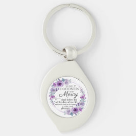 Psalm 23:6 Inspirerend Bijbelvers Paarse Bloemen Sleutelhanger
