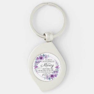 Psalm 23:6 Inspirerend Bijbelvers Paarse Bloemen Sleutelhanger