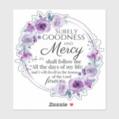 Psalm 23:6 Inspirerend Bijbelvers Paarse Bloemen Sticker (Vel)