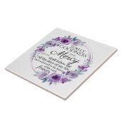 Psalm 23:6 Inspirerend Bijbelvers Paarse Bloemen Tegeltje (Zijkant)