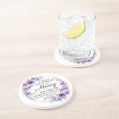 Psalm 23:6 Inspirerend Bijbelvers Paarse Bloemen Zandsteen Onderzetter (Zijkant)