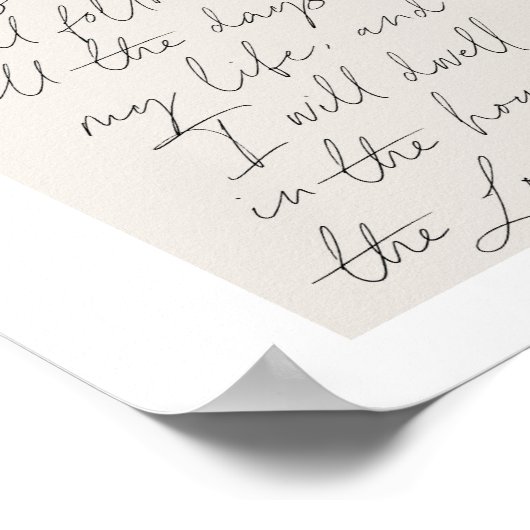 Psalm 23:6 Minimale Boho Beige Arch Script Poster (Hoek)