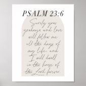 Psalm 23:6 Minimale Boho Beige Arch Script Poster (Voorkant)