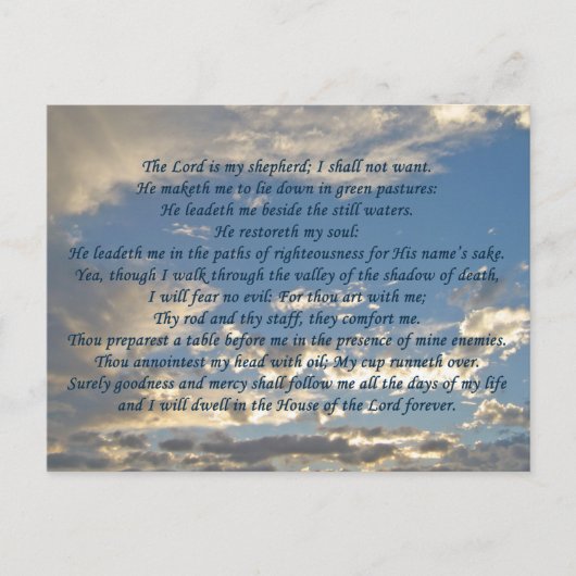 Psalm 23 Beauful Christelijk Sky Foto Bijbel Verse Briefkaart (Voorkant)